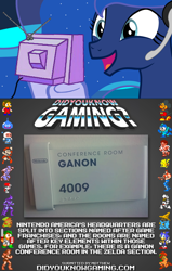 Size: 500x786 | Tagged: safe, princess luna, alicorn, pony, did you know gaming, exploitable meme, gamer luna, ganon, meme, nintendo, obligatory pony, office, the legend of zelda, tv meme