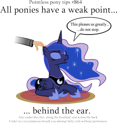 Size: 3833x4004 | Tagged: dead source, safe, artist:jittery-the-dragon, princess luna, alicorn, human, pony, ear scratch, eyes closed, female, hand, mare, open mouth, petting, pointless pony tips, simple background, transparent background