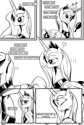 Size: 1094x1619 | Tagged: safe, artist:cs, princess luna, alicorn, pony, comic:day-off, comic, monochrome