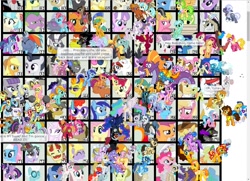 Size: 1276x923 | Tagged: safe, derpibooru import, all aboard, aloe, apple bloom, applejack, aunt orange, babs seed, berry punch, berryshine, big macintosh, blossomforth, blues, bon bon, braeburn, bulk biceps, carrot cake, carrot top, cheerilee, cheese sandwich, cherry berry, cherry jubilee, chickadee, cranky doodle donkey, cup cake, daring do, diamond tiara, discord, doctor whooves, donut joe, featherweight, flam, flash sentry, fleetfoot, fleur-de-lis, flim, flitter, fluttershy, gilda, golden harvest, granny smith, hoity toity, iron will, jesús pezuña, king sombra, lightning dust, lily, lily valley, little strongheart, lord tirek, lotus blossom, lyra heartstrings, lyrica lilac, maud pie, mayor mare, minuette, ms. harshwhinny, ms. peachbottom, noteworthy, nurse coldheart, nurse redheart, nurse snowheart, octavia melody, philomena, photo finish, pinkie pie, pipsqueak, princess cadance, princess celestia, princess luna, queen chrysalis, rainbow dash, rarity, roseluck, rover, rumble, scootaloo, shining armor, silver spoon, snails, snips, soarin', spike, spitfire, steven magnet, suri polomare, sweetie belle, sweetie drops, thunderlane, trixie, twilight sparkle, twilight sparkle (alicorn), twilight velvet, twist, zecora, alicorn, bat pony, buffalo, changeling, changeling queen, diamond dog, donkey, earth pony, griffon, minotaur, pegasus, pony, unicorn, zebra, cutie mark crusaders, derpibooru, desktop ponies, everypony, mane seven, mane six, meta, royal guard, wall of tags