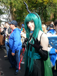 Size: 468x624 | Tagged: artist needed, safe, artist:stealthninja5, queen chrysalis, human, clothes, cosplay, evening gloves, irl, irl human, new york comic con, photo, solo