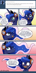 Size: 944x1920 | Tagged: safe, artist:johnjoseco, princess luna, alicorn, pony, ask, ask gaming princess luna, blushing, comic, gamer luna, headset, sports, super bowl, tumblr