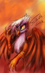 Size: 1207x1920 | Tagged: safe, artist:foldeath, derpibooru import, gilda, griffon, solo