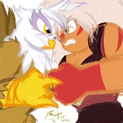 Size: 768x768 | Tagged: safe, artist:frist44, derpibooru import, gilda, griffon, crossover, jasper (steven universe), steven universe