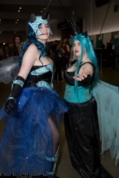 Size: 1365x2048 | Tagged: safe, artist:cinamonspice, artist:irish-pylon, artist:kiranox, nightmare moon, queen chrysalis, human, convention, cosplay, fan expo vancouver, fan expo vancouver 2013, irl, irl human, photo