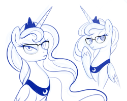 Size: 711x564 | Tagged: safe, artist:mn27, princess luna, alicorn, pony, brainy specs, glasses, solo