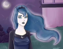 Size: 1400x1100 | Tagged: safe, artist:sashaalice, princess luna, human, humanized, light skin, solo