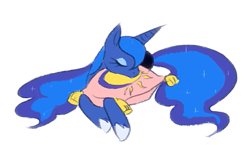 Size: 529x306 | Tagged: safe, artist:chien, princess luna, alicorn, pony, cute, eyes closed, pillow, pixiv, prone, simple background, sleeping, solo