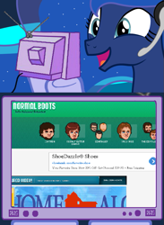 Size: 563x769 | Tagged: safe, princess luna, alicorn, pony, continue, exploitable meme, gamer luna, harsher in hindsight, home alone games, jontron, meme, normal boots, obligatory pony, peanutbuttergamer, projared, thecompletionist, tv meme