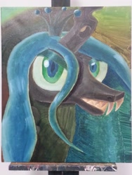 Size: 2448x3264 | Tagged: safe, artist:bob, artist:ggg333, artist:queenie, queen chrysalis, changeling, changeling queen, painting, portrait, solo, traditional art