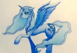 Size: 569x391 | Tagged: safe, artist:bluesapphire97, princess luna, alicorn, pony, raised hoof, simple background, solo