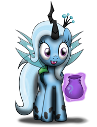 Size: 640x834 | Tagged: safe, artist:evil-dec0y, queen chrysalis, trixie, changeling, changeling queen, pony, unicorn, clothes, costume, female, kathleen barr, mare, nightmare night, solo, voice actor joke