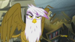 Size: 500x281 | Tagged: safe, derpibooru import, screencap, gilda, griffon, the lost treasure of griffonstone, animated, discovery family, discovery family logo, solo