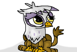 Size: 459x311 | Tagged: safe, artist:mojo1985, derpibooru import, gilda, griffon, the lost treasure of griffonstone, cute, frown, gildadorable, li'l gilda, looking up, sad, sitting, solo, that was fast, younger