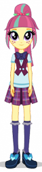 Size: 130x528 | Tagged: safe, sour sweet, equestria girls, bowtie, clothes, crystal prep academy uniform, cute, freckles, looking at you, school uniform, shoes, simple background, smiling, socks, solo, transparent background, vector