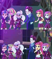 Size: 1280x1440 | Tagged: safe, screencap, indigo zap, lemon zest, principal abacus cinch, sour sweet, sugarcoat, sunny flare, equestria girls, friendship games, scared, shadow five