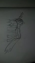 Size: 671x1191 | Tagged: safe, artist:raven-kipper, queen chrysalis, changeling, changeling queen, paper, sideways, sketch