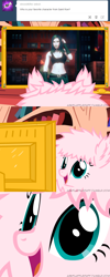 Size: 650x1625 | Tagged: safe, artist:mixermike622, queen chrysalis, oc, oc:fluffle puff, changeling, changeling queen, computer, saints row, tumblr, tumblr:ask fluffle puff, video game