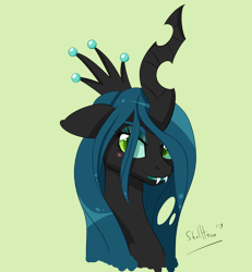 Size: 1906x2065 | Tagged: safe, artist:shelltoon, queen chrysalis, changeling, changeling queen, fangs, female, lips, lipstick, portrait, solo