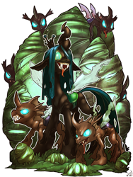 Size: 1125x1500 | Tagged: safe, artist:atryl, queen chrysalis, changeling, changeling queen, cocoon, female, hive