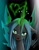 Size: 855x1100 | Tagged: safe, artist:zigword, queen chrysalis, changeling, changeling queen, bedroom eyes, eyelashes, fangs, floppy ears, heart, looking at you, magic, open mouth, smiling, solo