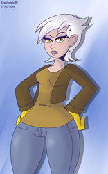 Size: 2500x4000 | Tagged: safe, artist:scobionicle99, derpibooru import, gilda, human, clothes, humanized, jeans, solo, wide hips