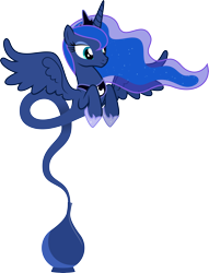 Size: 6400x8383 | Tagged: safe, artist:parclytaxel, princess luna, alicorn, genie pony, pony, .svg available, absurd resolution, bottle, genie, raised hoof, simple background, solo, transparent background, vector