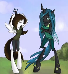 Size: 1627x1761 | Tagged: safe, artist:cyberneticdragon, queen chrysalis, oc, anthro, changeling, changeling queen, unguligrade anthro, clothes, crown, hooves