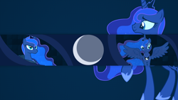 Size: 1920x1080 | Tagged: safe, artist:blackm3sh, artist:iphstich, artist:starlight-26, artist:theonewiththeoctaves, princess luna, alicorn, pony, cape, clothes, moon, smiling, vector, wallpaper