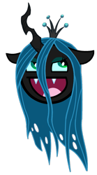 Size: 557x1000 | Tagged: safe, artist:zantyarz, queen chrysalis, changeling, changeling queen, awesome face, meme, simple background, solo, transparent background