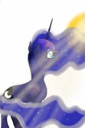 Size: 400x600 | Tagged: safe, artist:annoibat, princess luna, alicorn, pony, crepuscular rays, female, horn, mare, solo