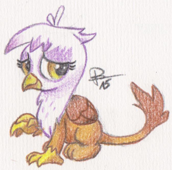 Size: 674x668 | Tagged: safe, artist:combo89, derpibooru import, gilda, griffon, the lost treasure of griffonstone, chickub, cute, gildadorable, solo, traditional art, younger