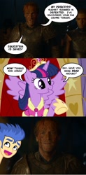 Size: 800x1625 | Tagged: safe, artist:pixelkitties, flash sentry, sunset shimmer, twilight sparkle, twilight sparkle (alicorn), equestria girls, big crown thingy, brad, comic, crossover, exploitable meme, friendzone, game of thrones, grey worm, jorah mormont, waifu thief