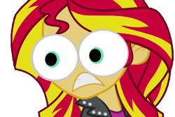 Size: 662x445 | Tagged: safe, artist:kanrabat, edit, edited screencap, screencap, sunset shimmer, equestria girls, equestria girls (movie), background removed, eye pop, eyes, inverted mouth, reaction image, simple background, solo, special eyes, surprised, transparent background, vector