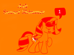 Size: 800x600 | Tagged: artist needed, source needed, useless source url, safe, sunset shimmer, pony, ask, promo, simple background, solo, sunset answers, tumblr