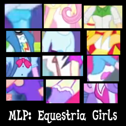 Size: 1024x1024 | Tagged: safe, screencap, apple bloom, applejack, fluttershy, pinkie pie, rainbow dash, rarity, scootaloo, sunset shimmer, sweetie belle, twilight sparkle, equestria girls, equestria girls (movie), boobshot, breasts, compilation, cutie mark crusaders, female, humane five, humane seven, humane six, mane six