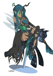 Size: 600x852 | Tagged: safe, artist:l-peut, queen chrysalis, human, humanized, riding, solo