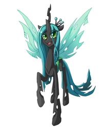 Size: 834x1000 | Tagged: safe, artist:grasspainter, queen chrysalis, changeling, changeling queen, female, green eyes, horn, solo