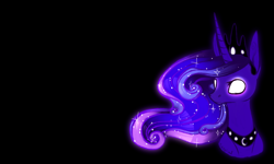 Size: 1024x614 | Tagged: safe, artist:swagliad, princess luna, alicorn, pony, bust, glowing eyes, simple background, solo