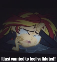 Size: 480x522 | Tagged: safe, sunset shimmer, friendship is witchcraft, equestria girls, equestria girls (movie), crying, image macro, lunar slander, solo