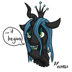 Size: 769x769 | Tagged: source needed, safe, artist:datponypl, queen chrysalis, changeling, changeling queen, drink, female, it begins, solo, wine