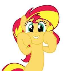 Size: 1280x1348 | Tagged: safe, artist:zat, edit, sunset shimmer, pony, unicorn, bipedal, cute, happy, open mouth, shimmerbetes, simple background, smiling, solo, transparent background, vector