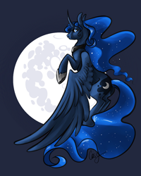 Size: 720x900 | Tagged: safe, artist:casynuf, princess luna, alicorn, pony, female, horn, mare, moon, solo