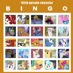 Size: 400x400 | Tagged: safe, derpibooru import, edit, edited screencap, screencap, babs seed, blossomforth, cherries jubilee, coco pommel, donut joe, fancypants, garble, gilda, iron will, little strongheart, mr breezy, ms. harshwhinny, pokey pierce, prince blueblood, rover, seabreeze, señor huevos, steven magnet, sunset shimmer, trixie, turf, twilight velvet, zecora, zippoorwhill, breezie, dragon, griffon, mule, pony, zebra, slice of life (episode), bingo