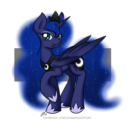 Size: 500x500 | Tagged: safe, artist:junkyardgypsy, princess luna, alicorn, pony, female, horn, mare, simple background, solo, white background