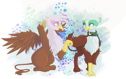 Size: 2419x1508 | Tagged: safe, artist:novaquinmat, derpibooru import, gilda, greta, griffon, the lost treasure of griffonstone