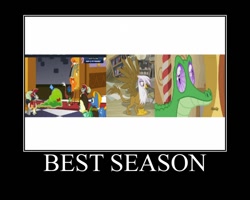 Size: 750x600 | Tagged: safe, derpibooru import, discord, fine line, gilda, gummy, maxie, perfect pace, smooze, griffon, make new friends but keep discord, slice of life (episode), the lost treasure of griffonstone, best season, motivational poster, royal decree