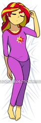 Size: 640x1920 | Tagged: safe, artist:furrgroup, sunset shimmer, equestria girls, barefoot, body pillow, clothes, eyes closed, feet, on back, pajamas, sleeping, solo, watermark