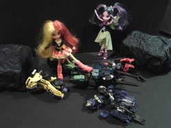 Size: 640x480 | Tagged: safe, aria blaze, sunset shimmer, bruticus, combaticons, combiner, fall of cybertron, gestalt, microblaze creations, third party toy, toy, toy abuse, transformers