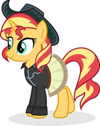 Size: 1600x2025 | Tagged: safe, artist:punzil504, sunset shimmer, pony, unicorn, dance magic, equestria girls, spoiler:eqg specials, clothes, cowboy hat, cute, female, hat, mare, shimmerbetes, simple background, skirt, solo, stetson, transparent background